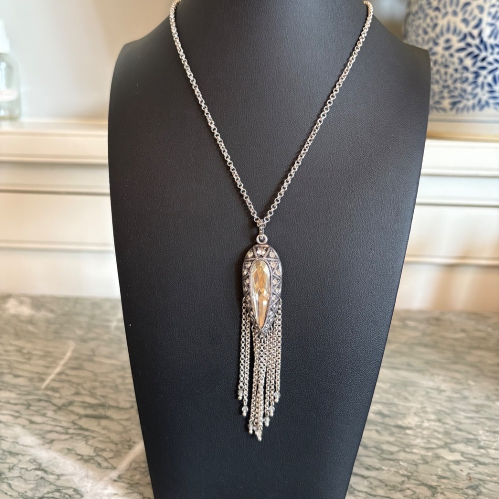 Brighton Alice Pendant Crystal Tassel Tear Drop Necklace  38 in